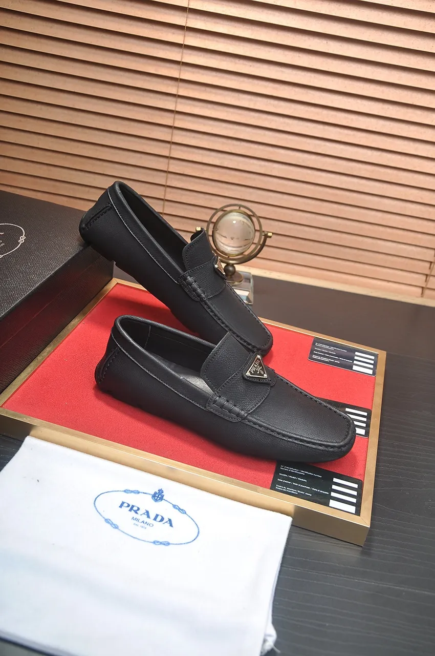 Men's Men's Shoes💰420💶【PRADA】 (High-end Niuli) New 🍀PRADA - Prada Doudou Shoes! Made of imported original cowhide, the inner top layer is comfortable cowhide lining! Original wear-resistant rubber outsole! High quality products! Code number 38-45 (45 customized)